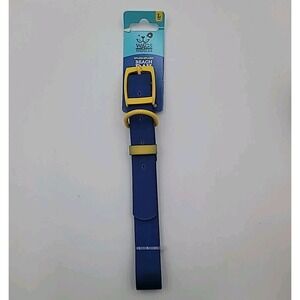 Wags & Wiggles Waterproof Rubber Dog Collar Blue With Metal Buckle Large 17"-21"